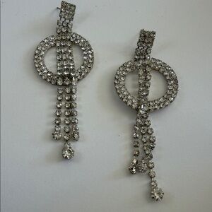 Elegant Silver Crystal Drop Earrings